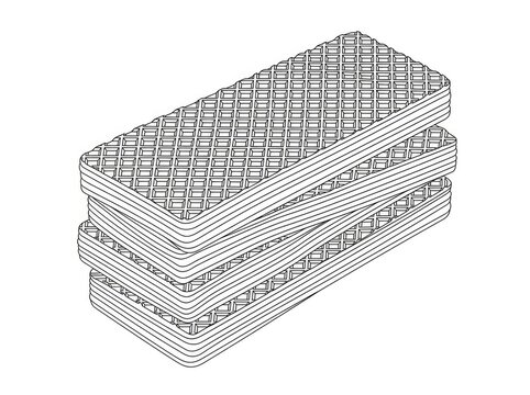 Several waffles are stacked on top of each other. The waffles have a grid pattern on their surface.