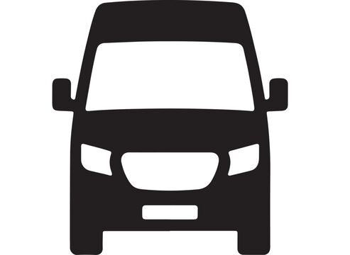 Front View Commercial Delivery Van Minimalist Black Silhouette Icon