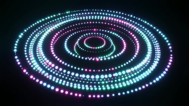 青と紫が重なる同心円のトンネル