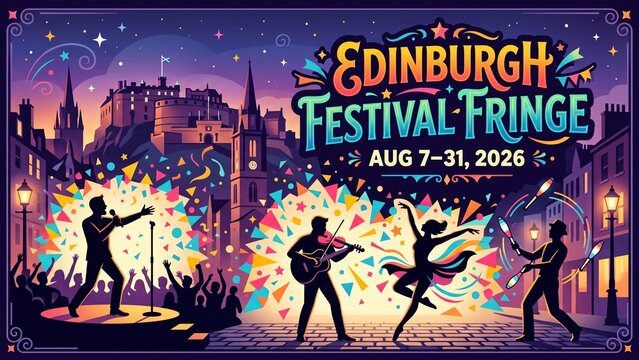 Edinburgh Festival Fringe night street performance.
