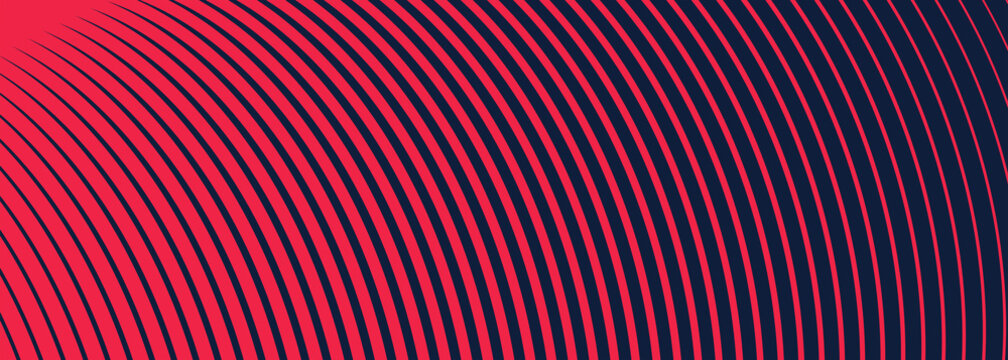 Abstract geometric background featuring red curved parallel lines on dark blue surface design pattern with minimalist graphic background background composed vibrant backdrop