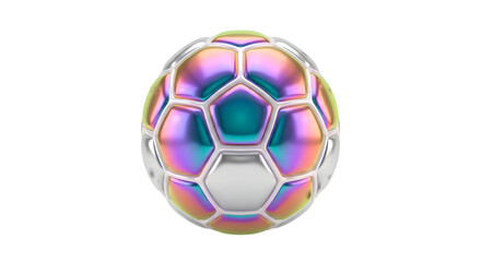 Naklejka premium Iridescent Rainbow Holographic Soccer Ball 3D Render PNG