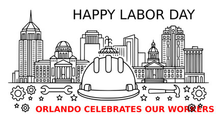 Obraz premium Orlando skyline with hard hat