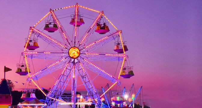 luna park wheel in night colors preveza greece