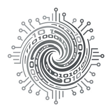 Abstract spiral of binary code and circuit traces