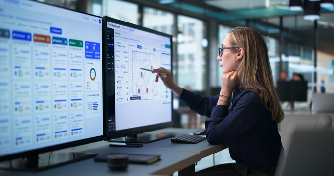 Young Female Urban Planner Using Computer Software