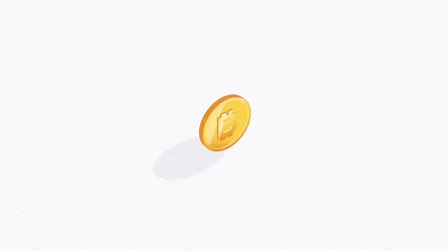 Gold Coin Bouncing Digital Currency Concept 2D Isometric Motion Graphics Animation