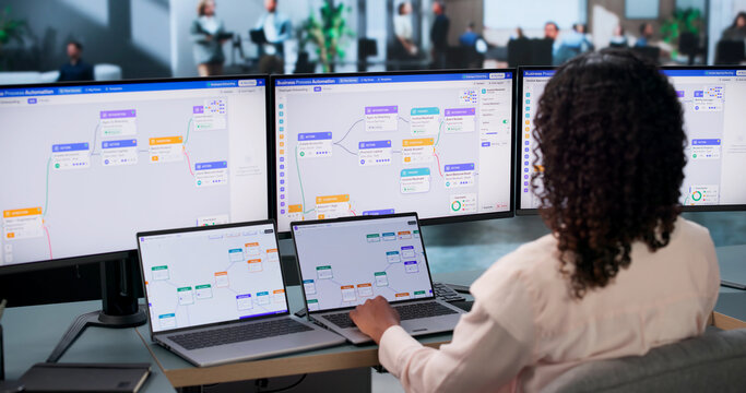 Young Business Analyst Woman Multitasks