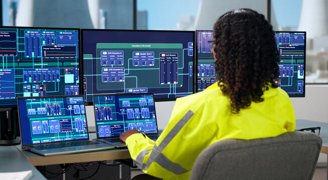 Woman Engineer Uses Computer
