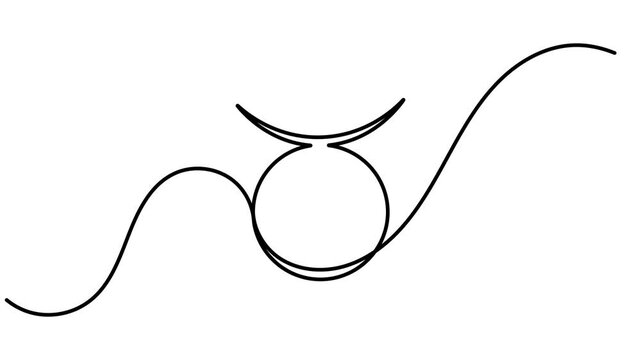 Continuous single line Taurus symbol animation minimalist one line art horoscope video intros and bull zodiac predictions astrology YouTube channels motion graphic moving on white background