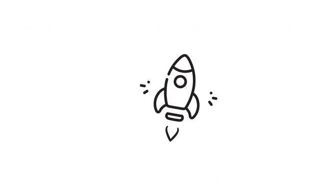 Rocket icon sketch suitable for graphic design, logo creation, science fiction themes, space exploration, print materials, and educational resources.