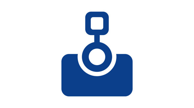 Blue camera icon with lens and viewfinder symbol.