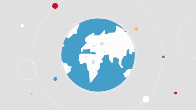 Global Business Map Earth Globe Network Connection Concept 2D Flat Vector Animation