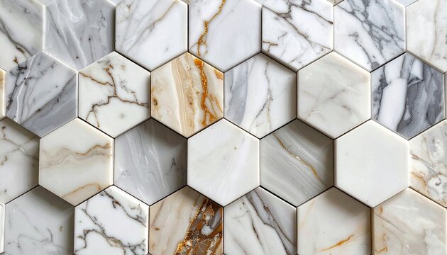hexagon marble tiles clean pattern