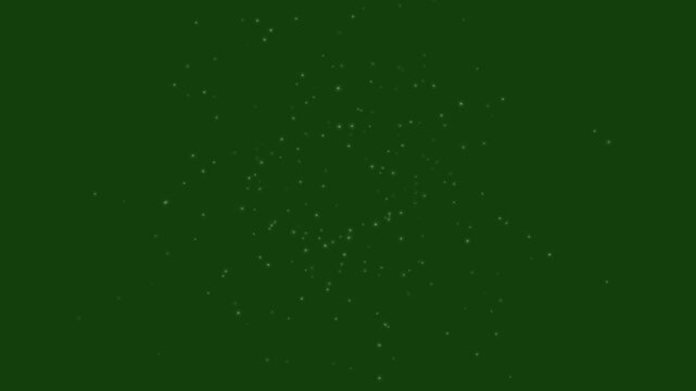 Glowing White Particle Explosion With Sparkle Starburst Effect On Dark Green Background For Magic, Celebration, And Sci-Fi Motion Graphics