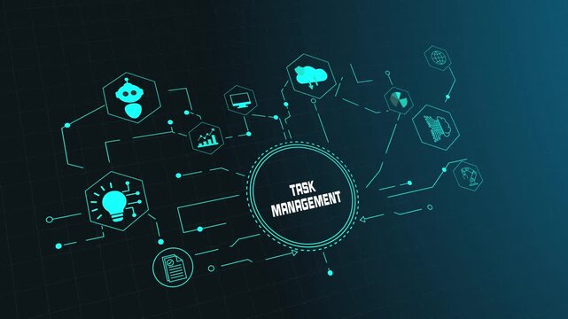 Task Management System with Workflow Organization and Productivity Dashboard Animation.