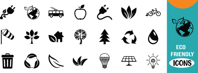 Obraz premium Eco friendly environmental vector icons. recycle icon set, earth icon set, leaf icon set