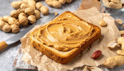 Fototapeta premium natural peanut butter on toast