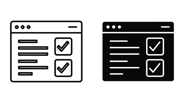 Displaying digital checklist interface icons in a minimalist vector style for web and app design