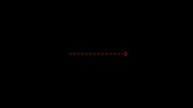 right arrow direction icon with dotted line animation on Black background. dot arrows icon sign animated with alpha channel. white straight arrows animation. Reveal animation of solid, dashed