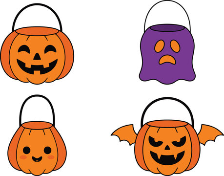 Halloween jack o lantern and ghost trick or treat bags