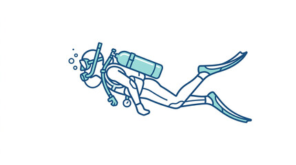Illustration of a scuba diver swimming underwater. © La