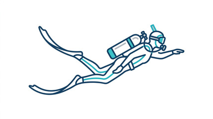 Illustration of a scuba diver swimming underwater. © La