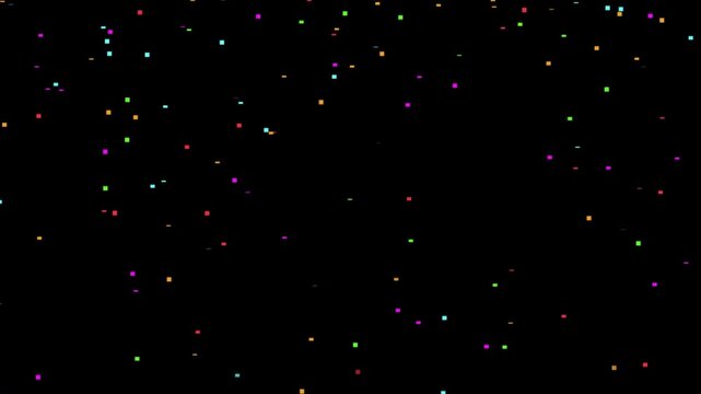 Colorful Digital Pixel Rain Animation Falling Squares Background Abstract Matrix Particle Stream Motion Graphics