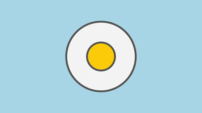 A simple graphic illustration of a fried egg on a light blue background
