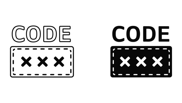 Digital Security Code Icon Set Featuring Password Input Fields in Minimalist Outline and Solid Style