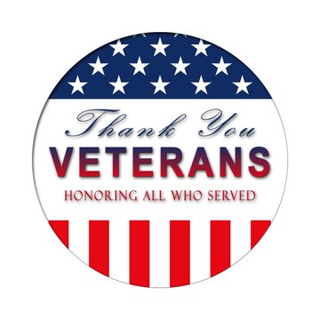 Thank You Veterans - graphic for American national holiday with flag in circle form - 3D Illustration