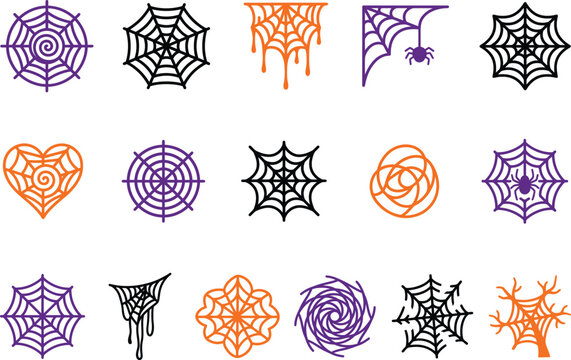 Halloween spider web and symbol vector illustration with creative