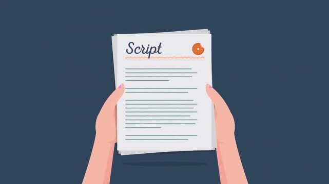 Hands Holding Script Paper Document Film Pre-Production 2D Flat Vector Animation