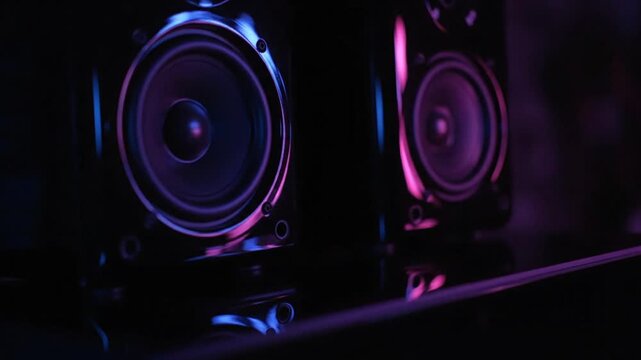 Glow Speakers Sound System Abstract Neon Lights Music Audio Equipment