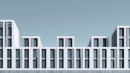 Fototapeta premium Modern White Residential Apartments with Flat Roofs and Large Windows