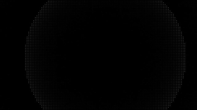 Abstract Expanding Dotted Circle Pattern on Black Background, Halftone Dot Matrix Ring Motion Graphic Animation