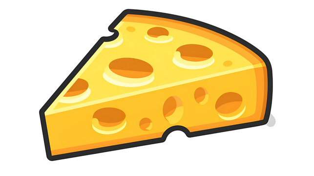 Cheese wedge showing holes on dark isolated background