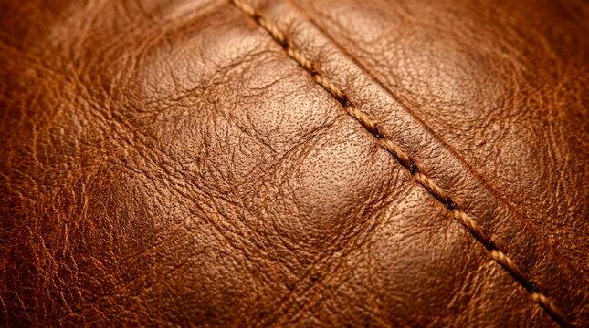 Warm leather surface with detailed stitching