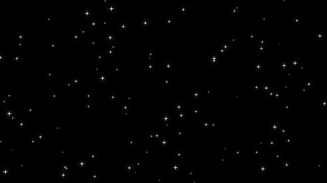 Falling snow falling, falling stars loop particles in the dark shiny glowing stars, fairy twinkle stars on sparkle single star glitter and twinkle animation. 