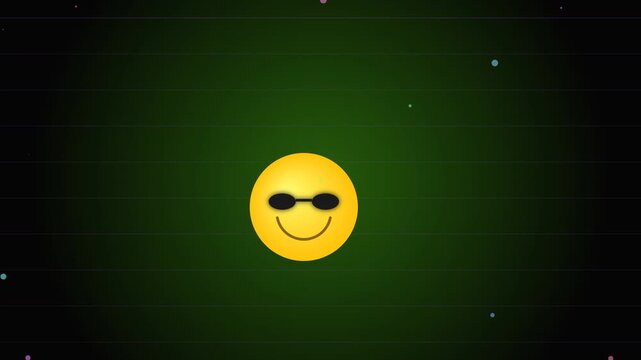 Yellow Smiley Face with Sunglasses Floating in Abstract Space Background