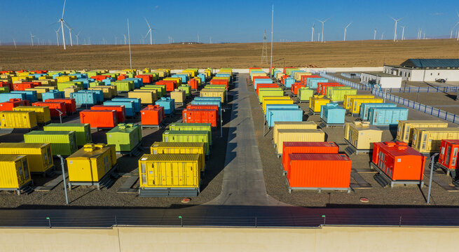 Energy storage station, new energy, and solar PV power plant (colorful)