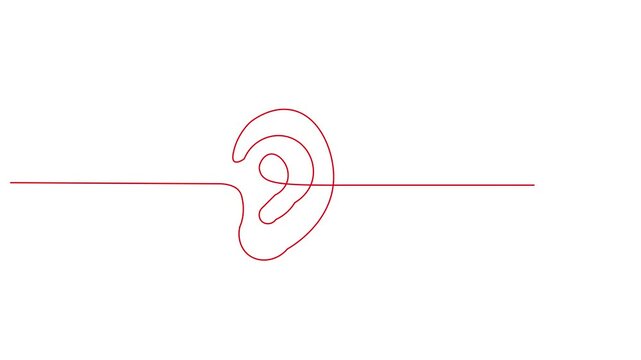 Human ear continuous one line drawing. World deaf day single line concept template
