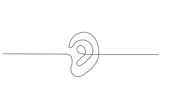 Human ear continuous one line drawing. World deaf day single line concept template