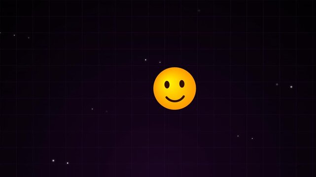 Yellow Smiley Face Icon Floating in Dark Space Background With Stars