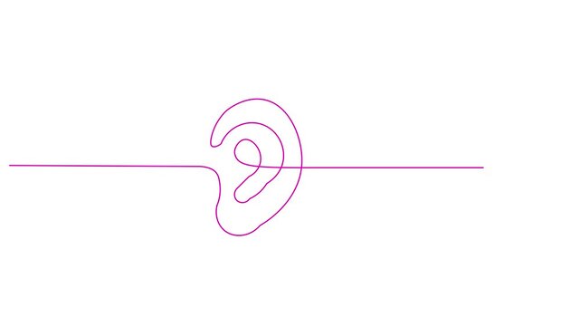 Human ear continuous one line drawing. World deaf day single line concept template