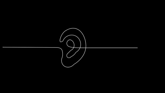 Human ear continuous one line drawing. World deaf day single line concept template