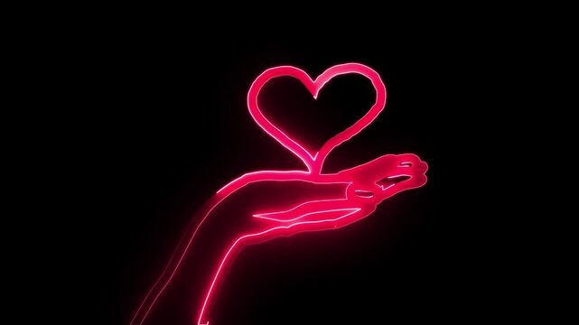 Colorful Neon Animated Icons: Love, Gift Box, Camera, Music, Birds, and Lips for creative use symbols, signs, or signboard