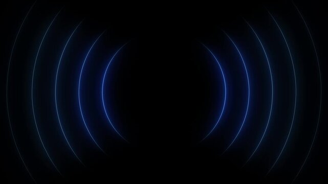 Abstract neon radio waves. Wave diffusion animation, Neon Radio Waves Animation, Seamless Loop Searching process in futuristic interface, connection signal concept,