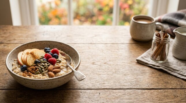Healthy breakfast bowl with fresh fruits and granola.