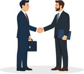 Fototapeta premium Two businessmen shaking hands flat vector illustration on white background